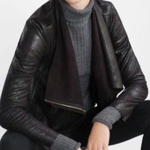 Black Faux Suede Leather Full Zip Moto Motorcycle Jacket